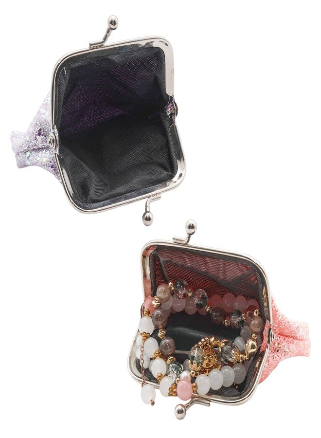 Wuyituart 4 Pack 3 Inch Glitter Coin Purse Small Kiss Lock Change Purse Vintage Coin Wallet for Women - Image 3